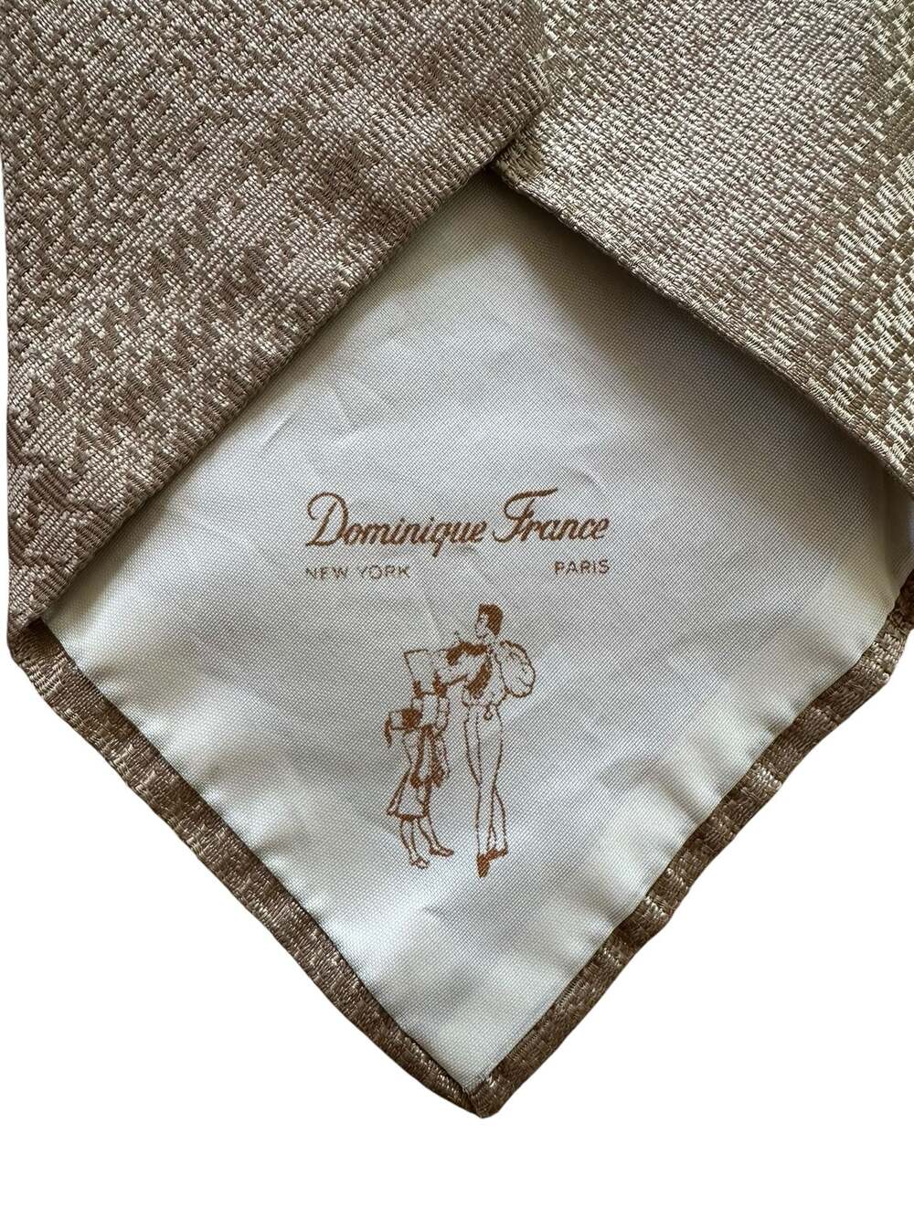 Dominique France Champagne Textured Woven Silk Tie